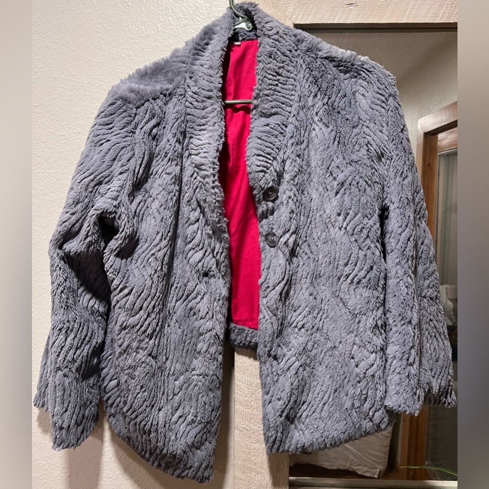 Furry blazer to wear on nicer occasions. Super cute and cozy